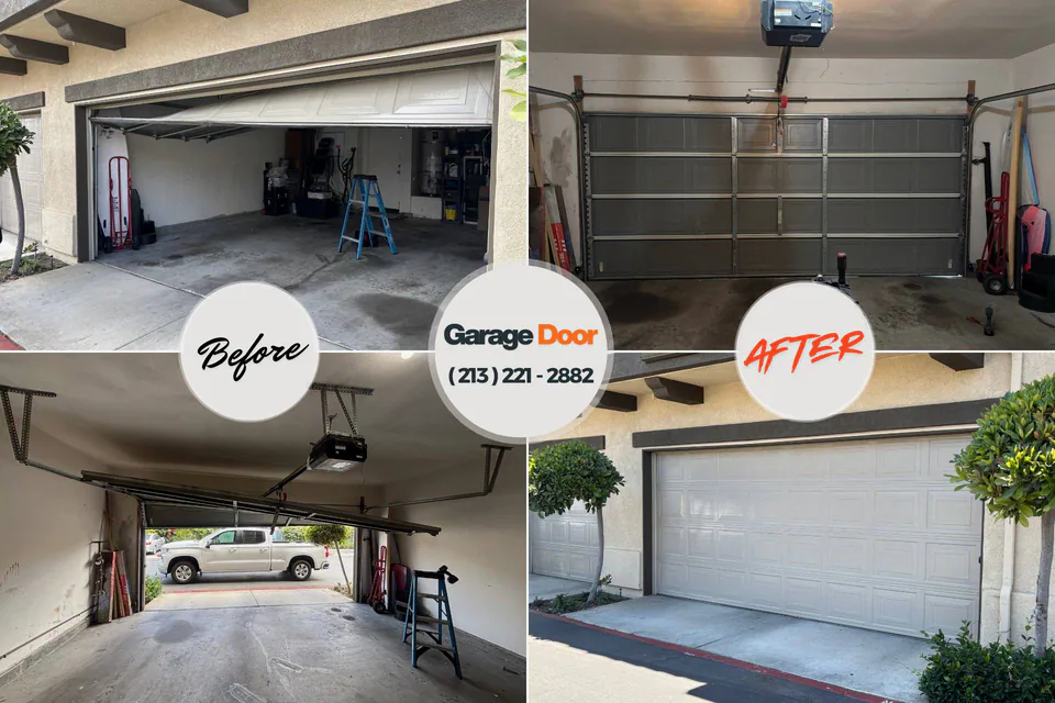 Before and after: garage door repair Lake Forest, CA